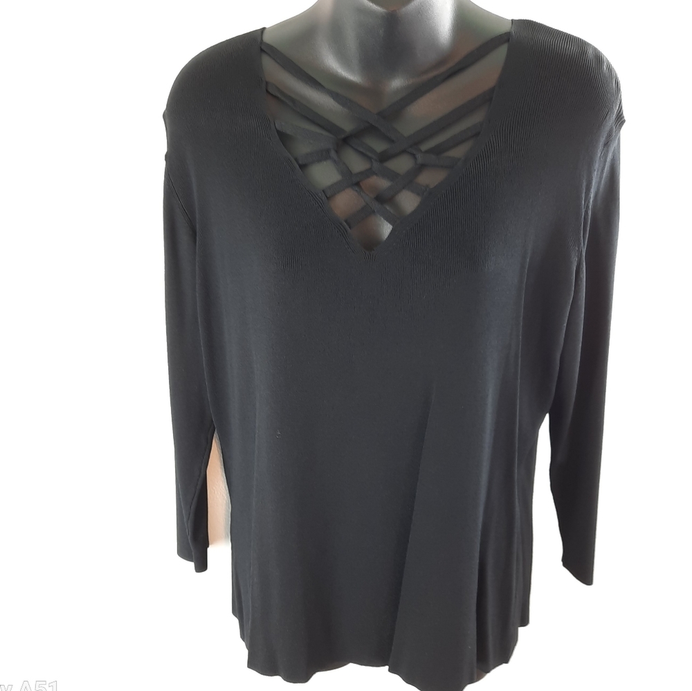 ❤️ Plus Size XxL Rainbow Bridge Long Sleeve V Neck Chic  Tunic Top